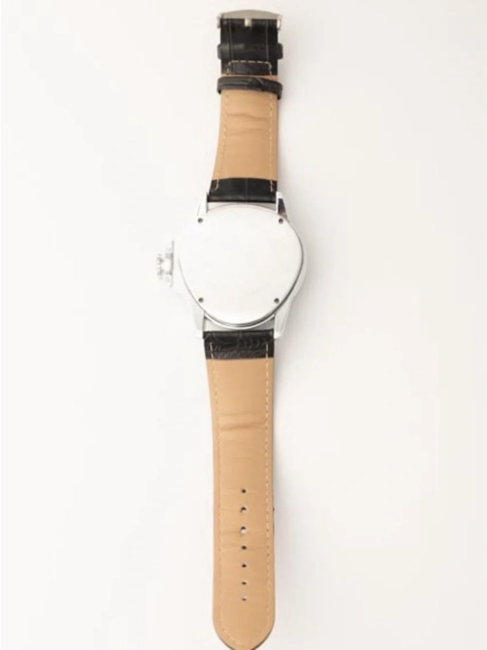 Triangular Silver Case Skeleton Dial Watch with Black Leather Strap
